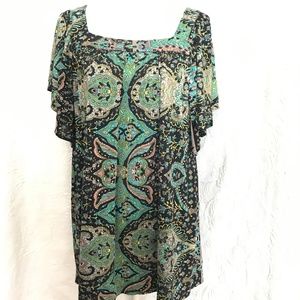 Nieves Lavi Silk Jersey Flutter Sleeve Tunic Top